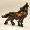Christmas Decoration Wooden Hollowed Small Wolf LED Light Cute Desktop Ornaments Home Decor Accessories 211108