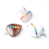 Wojiaer Natural White Opal Quartz Gemstone Bead Heart Pendant Collier Silver Color Healing Reiki 7 Chakra Charm Bijoux BN317