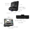 Podofo Car DVR 3 s 4.0 pouces double objectif avec caméra de recul enregistreur vidéo enregistreur automatique Dvrs Dash Cam