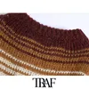 TRAF Kobiety Moda Oversized Paski sweter z dzianiny Vintage o Neck Lampion Rękawem Kobiet Swetry Styk Topy 210415