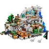 The Mountain Cave Elevator Village Tree Tree House Building Building Building with Figures Compatible 21137 My World Bricks Set Gifts Toys X0503