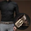 Men leather fashion personality young business leisure cowhide belt middle-aged smooth buckle