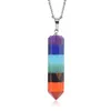 Rainbow 7 Chakra Camadas de Cristal Roxo Lapis Aventurine Tiger Pingulum Pendulum Pingles Colar Para As Mulheres Jóias
