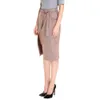 Clearance Women Winter Spring Skirt Split Jupe med midjebälte Kvinna Fall Fashion Brown Solid Färg Knee-Length Kjolar Kläder 210527