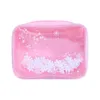 収納袋PVCピンク透明桜袋化粧品バッグトラベルサンディリーメイクアップオーガナイザー1ピース