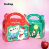 StoBag 24pcs/lot 15.5x9x16.5cm Handle Year Gift Packaging Boxes Child Favor Biscuit Chocolate Decoration Christmas Specially 210602