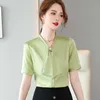 Naviu Elegant en Mode Vrouwen Hoge Kwaliteit Chiffon Blouses Korte Mouw Boogdas Shirt Office Wear Summer Tops 210604