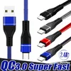 Type C Micro USB-kabels 2.4A Superfast opladen Snelle oplader voor S20 Note 20 Android-telefoons Telefoon