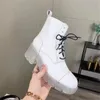 Bottes blanches à lacets en cuir véritable, chaussures transparentes pour femmes, talons hauts, plateforme Design Sexy, Goth Botas Mujer 2021 hiver