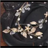 Clips & Barrettes Drop Delivery 2021 Tuanming 1Pc Wedding Accessories Gold Leaf Crystal Hairband Bride Crown Tiara Flower Princess Headbands