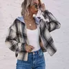 Mode Loose Plaid Hooded Jacka För Kvinnor Höst Vinter Casual Jackor Kvinnor Striped Coats Kvinna Top Full 210508