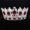 Barock krona brud tiaras stor storlek rund diadem drottning kung brud huvudstycke stort bröllop hår smycken mode huvud prydnad x0726