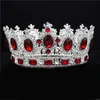 Барокко Корона Bridal Tiaras Большой Размер Круглый Диадем Королева Кинг Невеста Головной убор Большие Свадебные Волосы Ювелирные Изделия Мода Головка Орнамент X0726