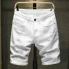 2020 Sommar New Mäns Ripped Denim Shorts Classic Style Black White Fashion Casual Slim Fit Short Jeans Man Brand X0628