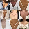 17 KM Vintage Hochzeit Perle Choker Halskette Für Frauen Geometrische Herz Münze Lock Anhänger Halsketten Schmuck collier de perles2806