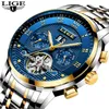 LIGE Brand Watch Men Top Luxury Automatic Mechanical Watch Men Stainless Steel Clock Business Watches Relogio Masculino 210527