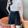 Suit Shorts Vrouwelijke Losse Koreaanse Casual Slim Harajuku Wide Pent Women Pockets Office Dames Werkkleding Korte 2XL 210506