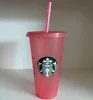 Starbucks Denizkızı Tanrıçası 24 oz / 710ml Tumblers Soğuk Değişim Saman Rüya Taşınabilir Yeniden Kullanılabilir Çevresel Plastik Glitter Cups