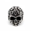 Free Masons Masonic 316 Stainless Steel Ring Punk Freemason signet rings Ancient Gothic Skeleton Skull Head compass jewelry