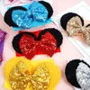 Accessoires pour cheveux de bébé enfants filles bandeaux à nœud à paillettes coiffure pour bébé bandeaux d'oreille de souris serre-tête pour tout-petits nouveau-nés Turban chapeaux