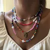 Wgoud bohème multicouche perlé brin femmes superposition plage coquille perle déclaration collier bijoux cadeau