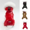 Top Pet Dog Clothes Winter Warm Puppy Jumpsuit Pet Dog Coats Vattentät Hooded Coat Tjockad päls hund ner Jumpsuits 211106