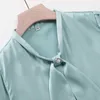 Naviu Camicette in chiffon di alta qualità da donna eleganti e alla moda Camicia a maniche corte con papillon Abbigliamento da ufficio Top estivi 210604