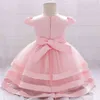 2021 fiore neonato 1 ° compleanno Abito per la neonata Dress Dress Lace Princess Dresses Dresses Party Bambino abbigliamento da sera Infant G1129