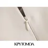 KpyTomoa Kobiety 2021 Moda z przyciskami Proste spodnie Vintage wysokiej talii Side Zipper Kobiece Spodnie Mujer Q0801