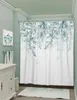 Tissu blanc ferme rideau de douche vert feuille tropicale salle de bain rideau ensemble avec crochets moderne rose Floral rideaux de bain 210402