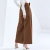 Pantalon de jambe large droit décontracté pour femmes taille haute ceintures sac pantalon ample femme mode vêtements automne 210521
