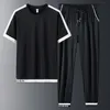 Big Size zomer heren sets 2 stuk T-shirts + track broek sportkleding trainingspak mannen korte mouwen casual jogger zweetpakken 8xl y0831