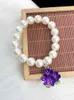 Greek Sorority Aeo Purple Flower Pearl Custom Bracelet Fashion Jewerl