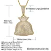 Mais recente design dinheiro saco pingente colar ouro prata banhado com cadeia de corda cadeias de tênis Bling jóias presente