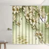 Dusch gardiner kinesisk stil blomma gardin peony blommor bambu löv fåglar hem vardagsrum dekor badrum polyester skärmar tvättbara