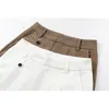[EAM] High Elastic Waist Brown Pleated Wide Leg Trousers Loose Fit Pants Women Fashion Spring Autumn 1DD7276 210512