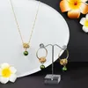 Örhängen halsband cring coco multi-färg pärlsmycken set hawaiian rosa guld polynesiska frangipani hänge halsband hoop set 236e