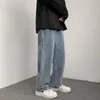 Erkek kot pantolon yığılmış erkek pantolon sokak kıyafetleri denim 90s patenci geniş bacak sıkıntılı düşük artış elastik bel1846