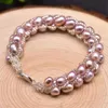 Link Chain White Pink Purple Baroque Pearl Bracelet Natural Pearls Braided Bangle For Women Handmade Fashion Fine Jewelry Original Design Ke