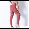 Abbigliamento donna Abbigliamento Drop Delivery 2021 Normov Casual Donna Tasche solide Patchwork Lunghezza caviglia Leggins in poliestere Fitness Vita alta Push