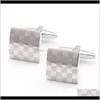 Tie Class, Tacks Jewelry Drop Delivery 2021 Square Check Koszulki Mankiety Business Garnitur Mężczyźni Cufflinks French Metal Cuffs Linki 4s2be