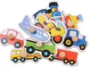 Puzzle con lettere per veicoli in legno per bambini