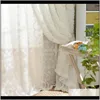 Tratamientos Textiles Home Gardenpastoral Korean Creative White Lace 3D Rose Cortina Pink Voile Pantallas de ventana personalizadas para matrimonio Living Roo