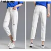 Vintage Boyfriend ripped jeans for women black white loose large size women s jeans femme mom jeans woman casual pants capris 210412