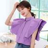 Femmes Chemises Volants Solid Dames Tops Summer Style coréen Coton Lâche Femme Camisas Mujer Blouses 80F 210420