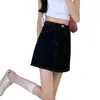 Skirts Spring And Summer 2021 A-line Skirt Hong Kong-style Retro Denim High Waist Thin Black Short