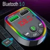 Bluetooth 5.0 FM-sändarebil MP3-spelare med LED-ljus Trådlös handsfree-bilmonteringsadapter Dubbel USB Snabb Laddning