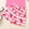 1-5y criança criança meninas melancia roupas conjunto cute fruta cópia colete tops shorts verão roupas criança trajes 210515