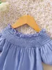 Toddler Girls Shirred Frill Trim High Low Hem Belted Dress SHE