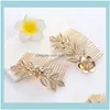 Fasce per capelli Gioielli per capelli Color oro Clip per foglie in metallo Ragazze Pin Barrette Fiori Pettine per strass Forcine per capelli Donna Aessories Gioielli Drop Delivery 2